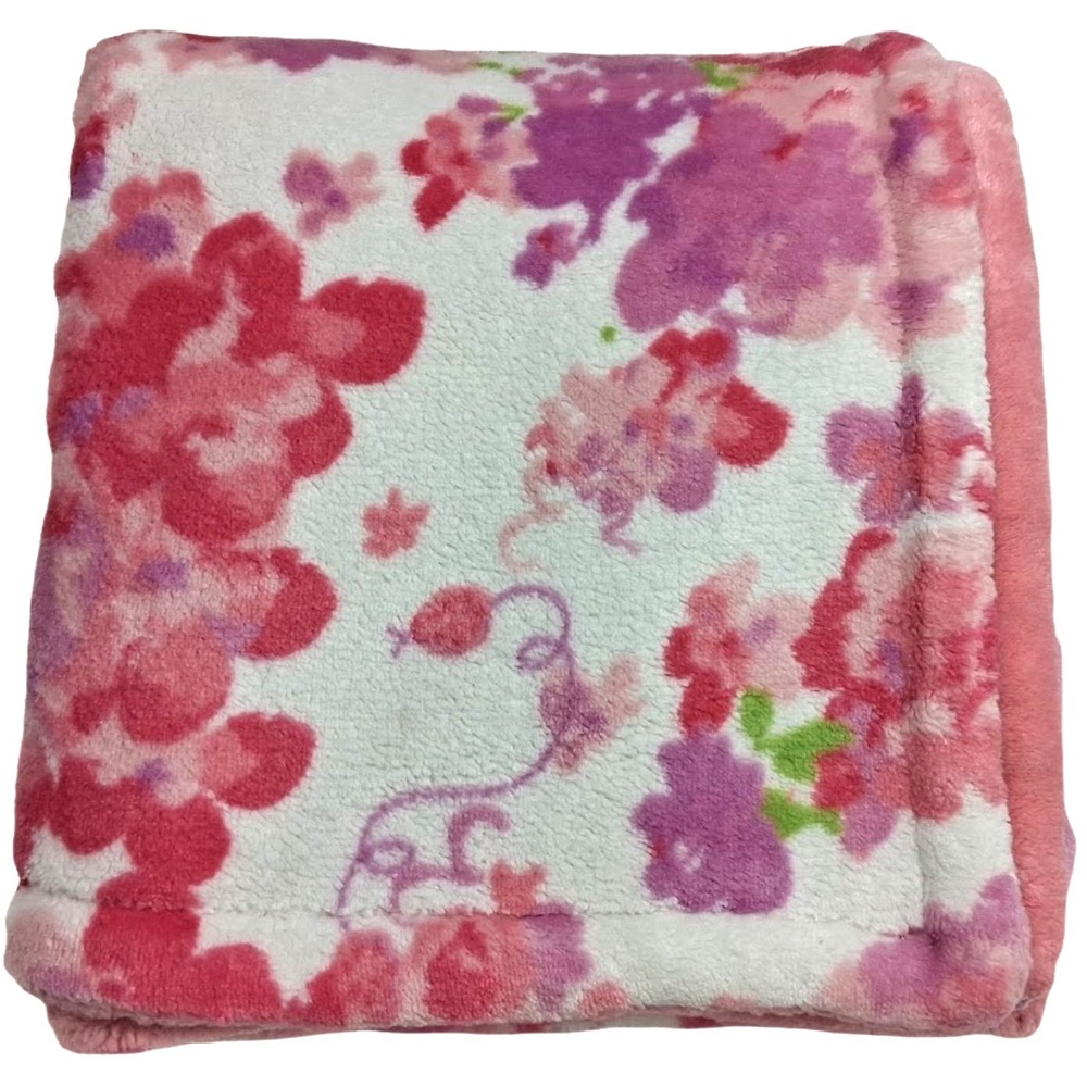 Catherine Malandrino Floral Baby Girl Blanket Pink Flower Plush Soft